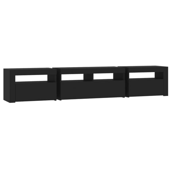 The Living Store Tv-bänk med LED-belysning svart 210x35x40 cm -  TV-bänkar