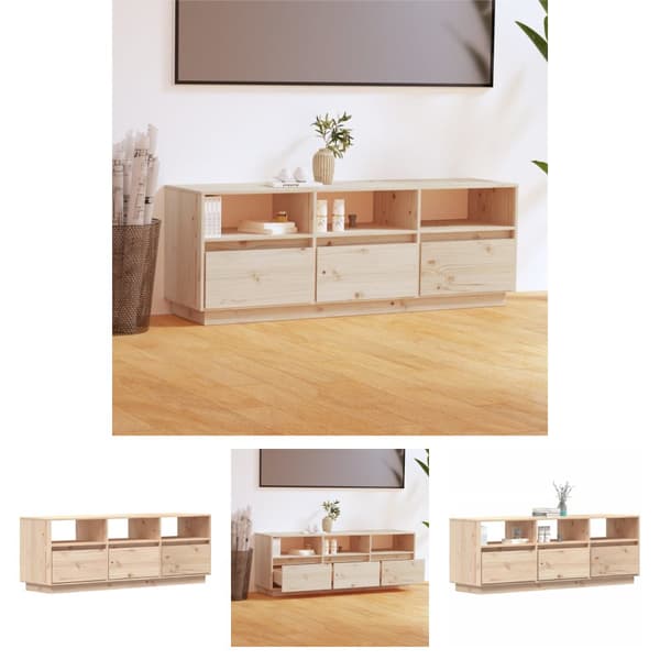 The Living Store Tv-bänk 140x37x50 cm massiv furu - TV-bänkar