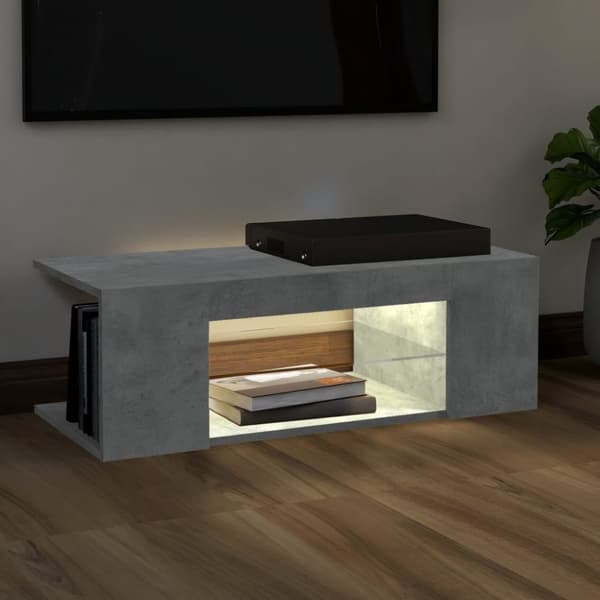 The Living Store TV-bänk med LED-belysning betonggrå 90x39x30 cm - TV-bänkar