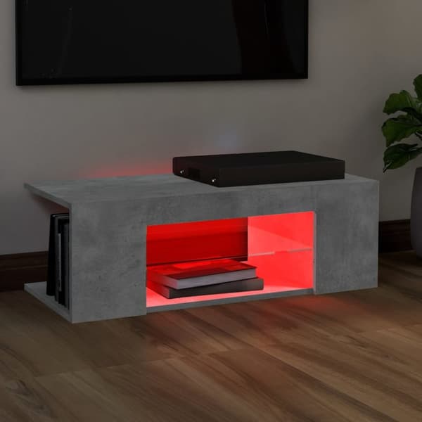 The Living Store TV-bänk med LED-belysning betonggrå 90x39x30 cm - TV-bänkar