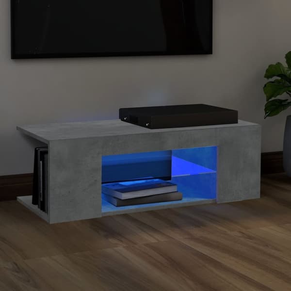 The Living Store TV-bänk med LED-belysning betonggrå 90x39x30 cm -  TV-bänkar