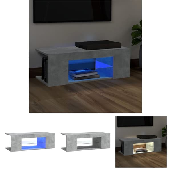 The Living Store TV-bänk med LED-belysning betonggrå 90x39x30 cm - TV-bänkar