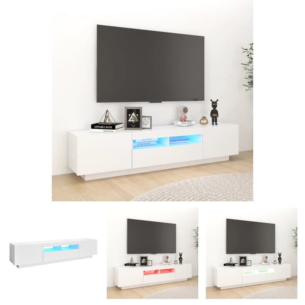 The Living Store TV-bänk med LED-belysning vit 180x35x40 cm -  TV-bänkar