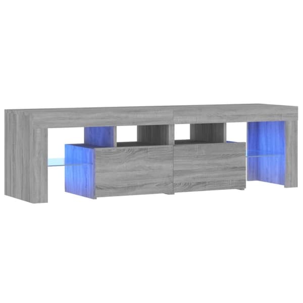 The Living Store tv-bord med LED-lys 140x36,5x40 cm grå sonoma-eg - TV-møbler