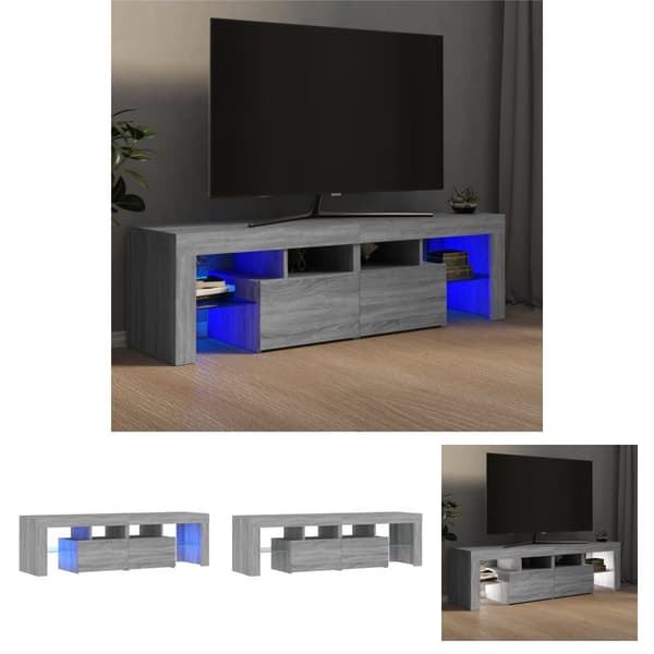 The Living Store tv-bord med LED-lys 140x36,5x40 cm grå sonoma-eg - TV-møbler