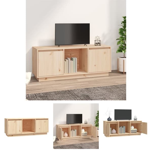 The Living Store tv-bord 110,5x35x44 cm massivt fyrretræ -  TV-møbler