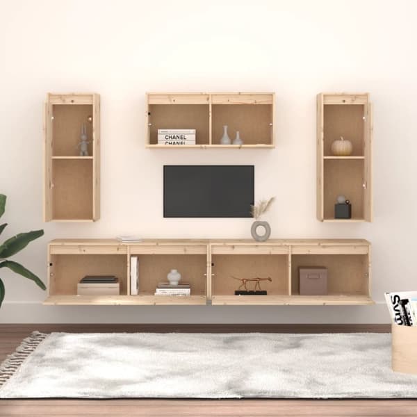 The Living Store tv-skabe 5 dele massivt fyrretræ - TV-møbler