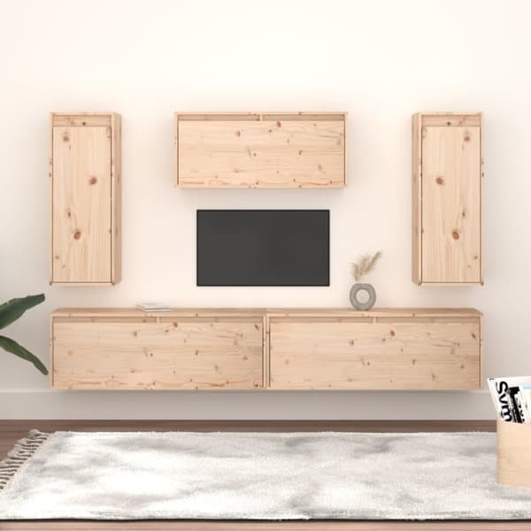 The Living Store tv-skabe 5 dele massivt fyrretræ - TV-møbler