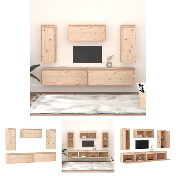 The Living Store tv-skabe 5 dele massivt fyrretræ - TV-møbler