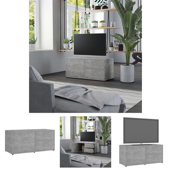 The Living Store tv-bord 80x34x36 cm konstrueret træ betongrå -  TV-møbler