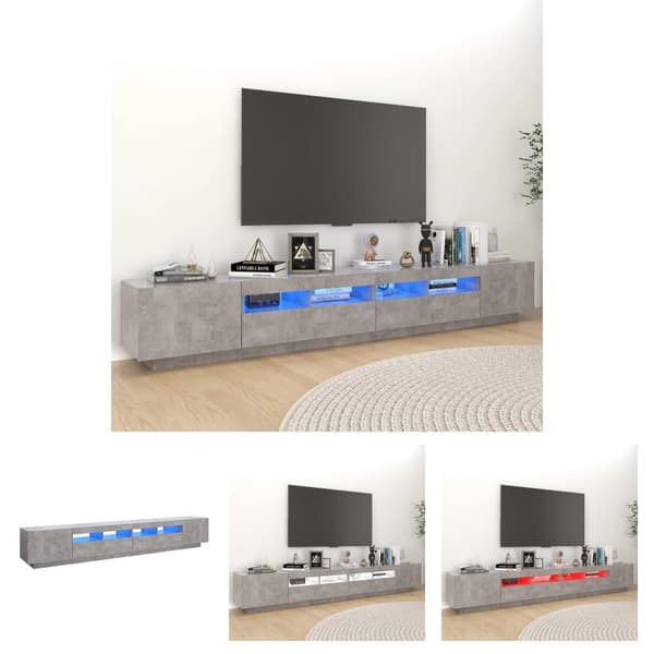 The Living Store tv-skab med LED-lys 260x35x40 cm betongrå - TV-møbler