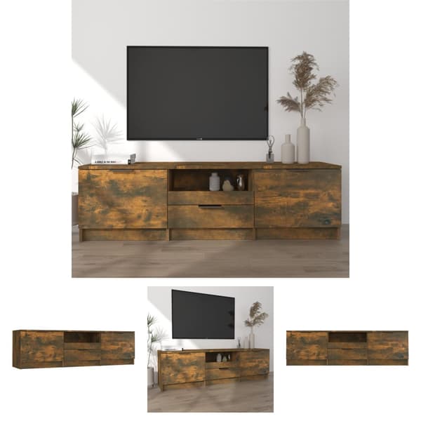 The Living Store TV-bänk rökfärgad ek 140x35x40 cm konstruerat trä -  TV-bänkar