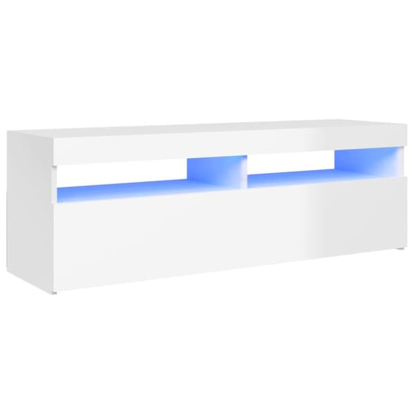 The Living Store tv-skab med LED-lys 120x35x40 cm hvid højglans - TV-møbler
