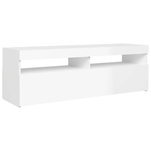 The Living Store tv-skab med LED-lys 120x35x40 cm hvid højglans - TV-møbler