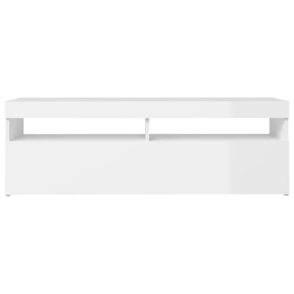 The Living Store tv-skab med LED-lys 120x35x40 cm hvid højglans - TV-møbler