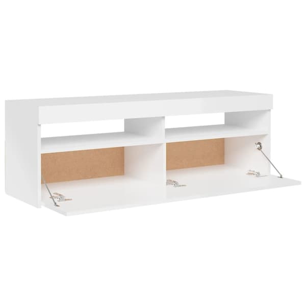 The Living Store tv-skab med LED-lys 120x35x40 cm hvid højglans - TV-møbler