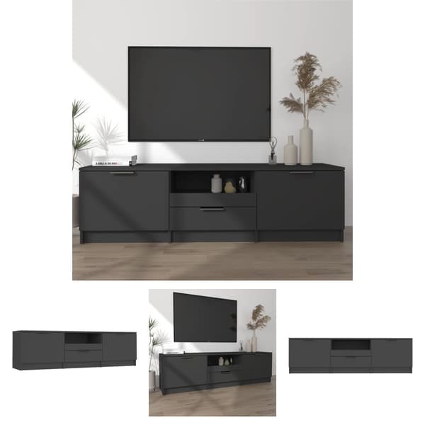 The Living Store Tv-bänk svart 140x35x40 cm konstruerat trä -  TV-bänkar