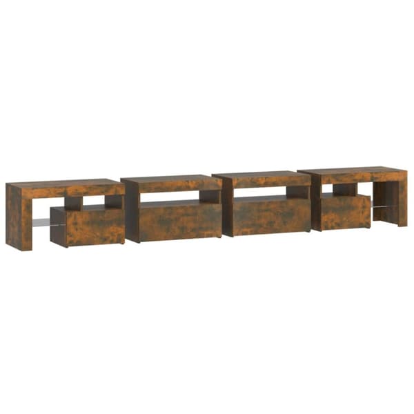 The Living Store tv-bord med LED-lys 260x36,5x40 cm røget egetræsfarve -  TV-møbler
