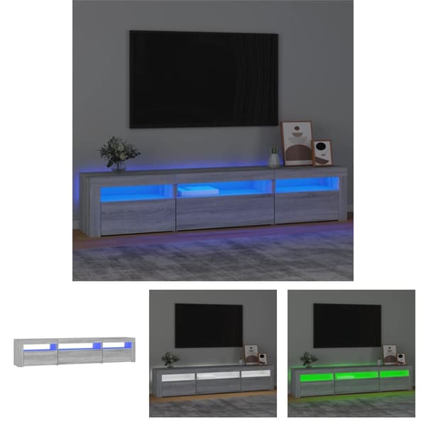 The Living Store TV-taso LED-valoilla harmaa Sonoma 195x35x40 cm -  TV-tasot