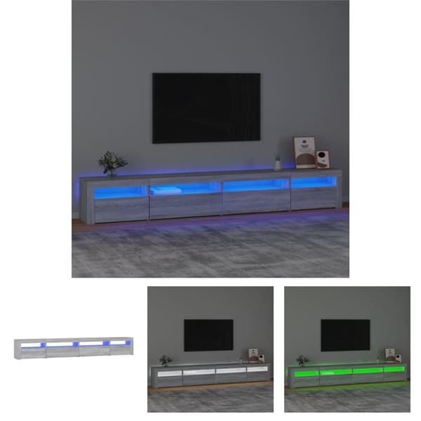 The Living Store TV-bänk med LED-belysning grå sonoma 270x35x40 cm -  TV-bänkar