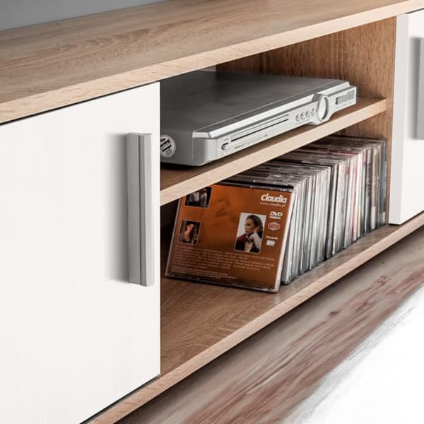 The Living Store TV-möbel med LED-belysning sonoma-ek och vit -  TV-bänkar