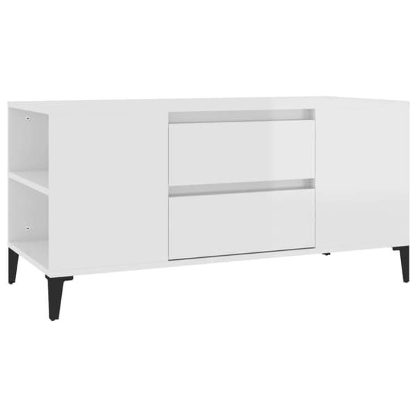 The Living Store TV-taso korkeakiilto valkoinen 102x44,5x50 cm tekninen puu - TV-tasot