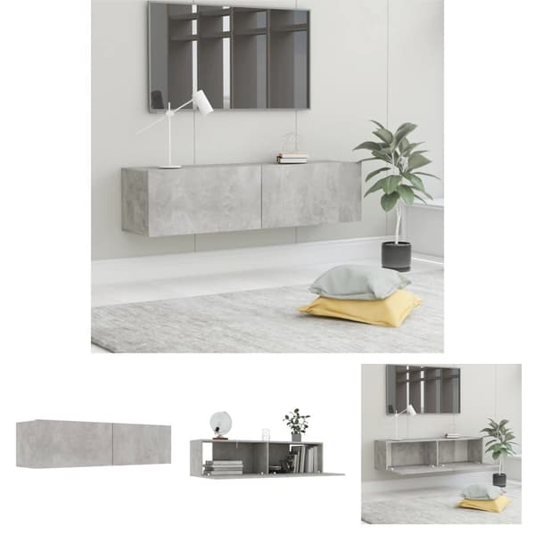 The Living Store tv-bord 120x30x30 cm konstrueret træ betongrå -  TV-møbler