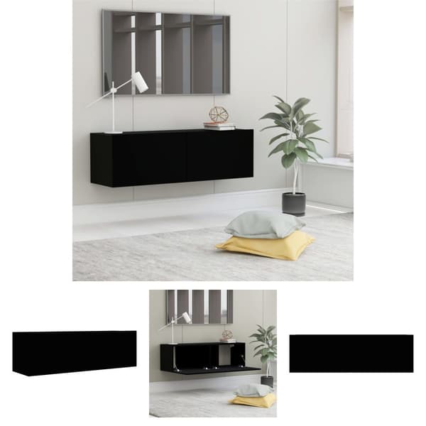 The Living Store tv-bord 100x30x30 cm konstrueret træ sort -  TV-møbler