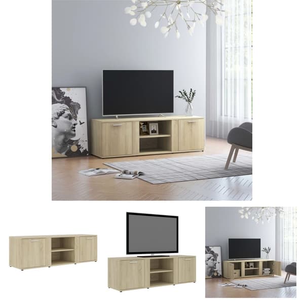 The Living Store tv-bord 120x34x37 cm konstrueret træ sonoma-eg - TV-møbler
