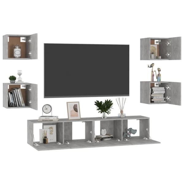 The Living Store tv-skabe 6 dele spånplade betongrå -  TV-møbler