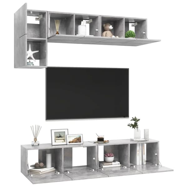 The Living Store tv-skabe 5 dele spånplade betongrå -  TV-møbler
