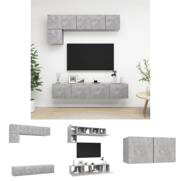 The Living Store tv-skabe 5 dele spånplade betongrå -  TV-møbler