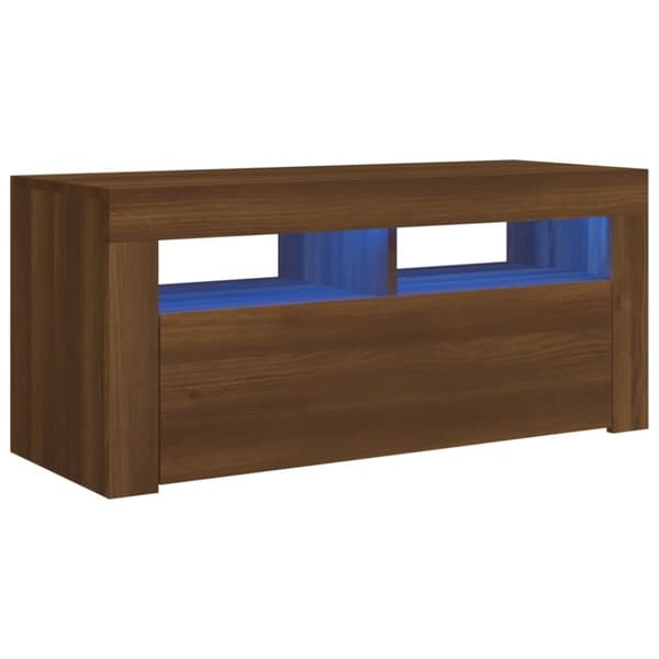 The Living Store TV-taso LED-valoilla ruskea tammi 90x35x40 cm - TV-tasot