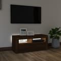 Pikkukuva 4 / 11: The Living Store TV-taso LED-valoilla ruskea tammi 90x35x40 cm -  TV-tasot