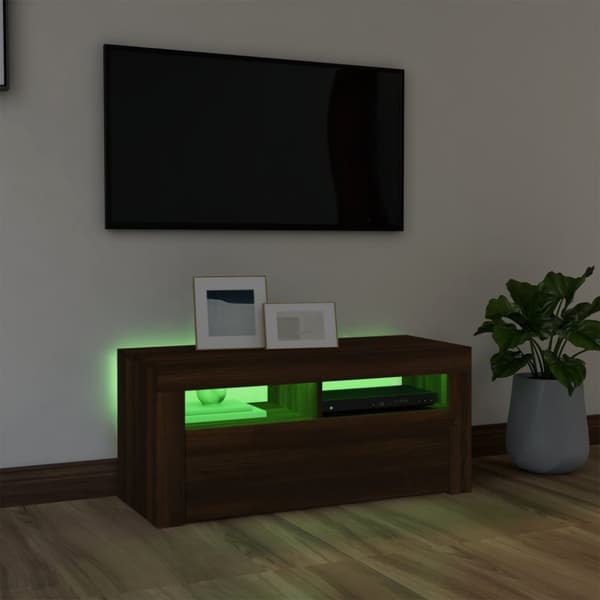 The Living Store TV-taso LED-valoilla ruskea tammi 90x35x40 cm - TV-tasot