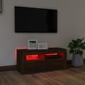 Pikkukuva 6 / 11: The Living Store TV-taso LED-valoilla ruskea tammi 90x35x40 cm -  TV-tasot