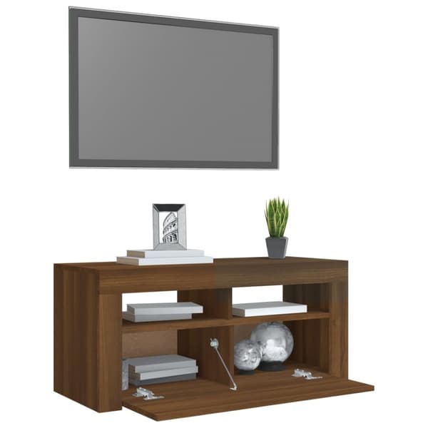 The Living Store TV-taso LED-valoilla ruskea tammi 90x35x40 cm - TV-tasot