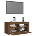Pikkukuva 7 / 11: The Living Store TV-taso LED-valoilla ruskea tammi 90x35x40 cm -  TV-tasot