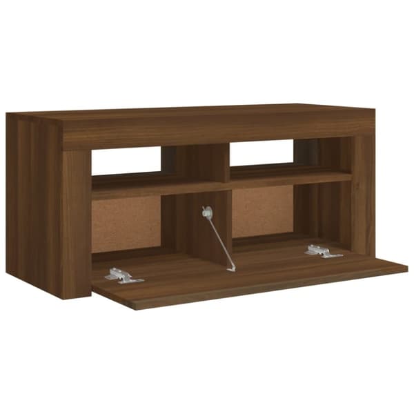 The Living Store TV-taso LED-valoilla ruskea tammi 90x35x40 cm - TV-tasot