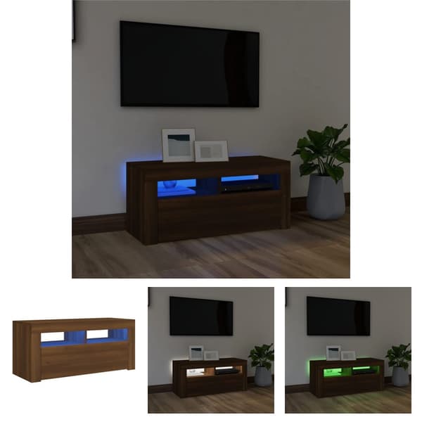The Living Store TV-taso LED-valoilla ruskea tammi 90x35x40 cm - TV-tasot