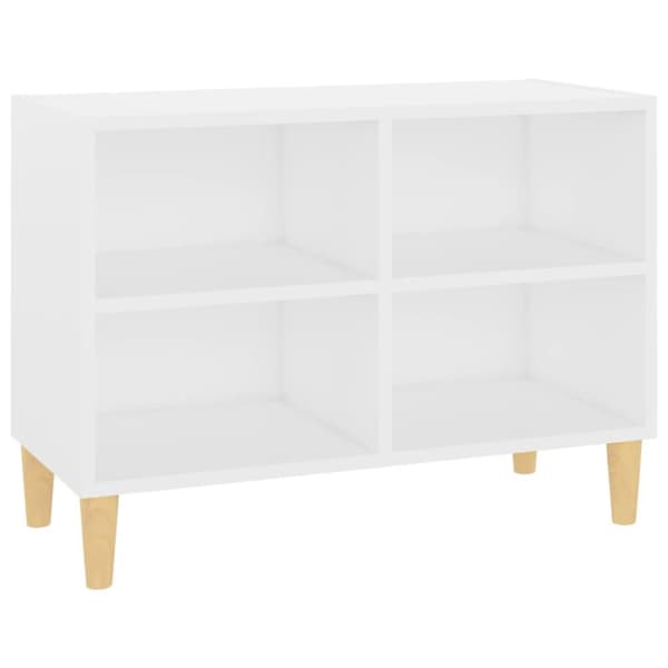 The Living Store TV-bänk med massiva ben vit 69,5x30x50 cm - TV-bänkar