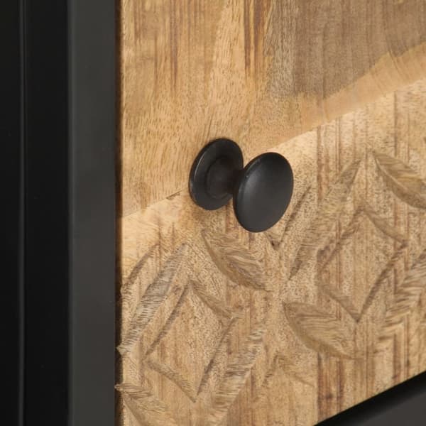 The Living Store TV-taso kaiverretulla ovella 90x30x40 cm karkea mangopuu - TV-tasot