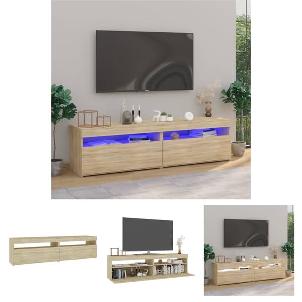 The Living Store tv-borde 2 stk. med LED-lys 75x35x40 cm sonoma-eg -  TV-møbler