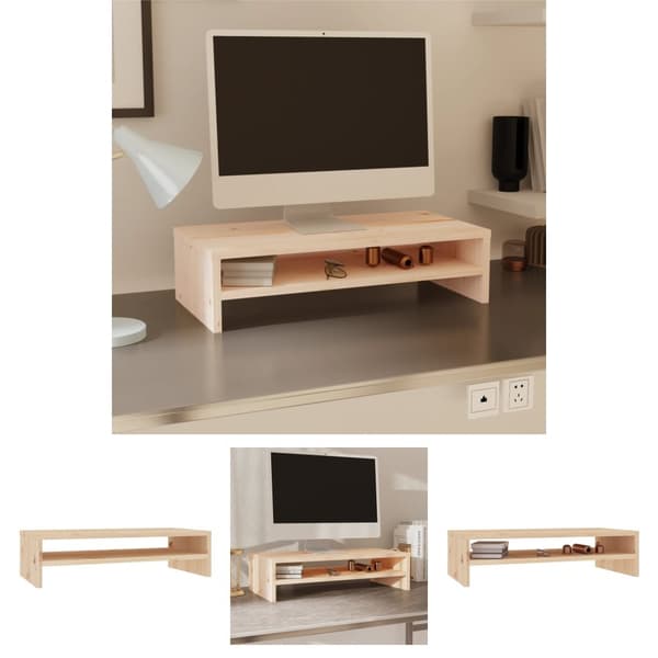 The Living Store skærmholder 50x24x13 cm massivt fyrretræ -  TV-møbler