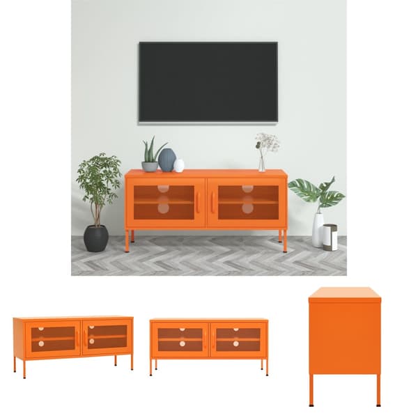 The Living Store Tv-bänk orange 105x35x50 cm stål - TV-bänkar