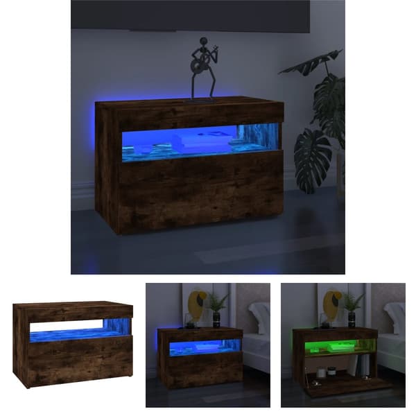 The Living Store tv-bord med LED-lys 60x35x40 cm røget eg - TV-møbler
