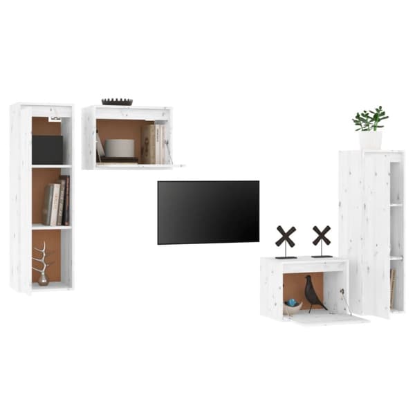 The Living Store TV-tasot 4 kpl valkoinen täysi mänty -  TV-tasot