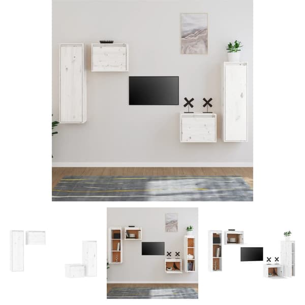 The Living Store TV-tasot 4 kpl valkoinen täysi mänty - TV-tasot