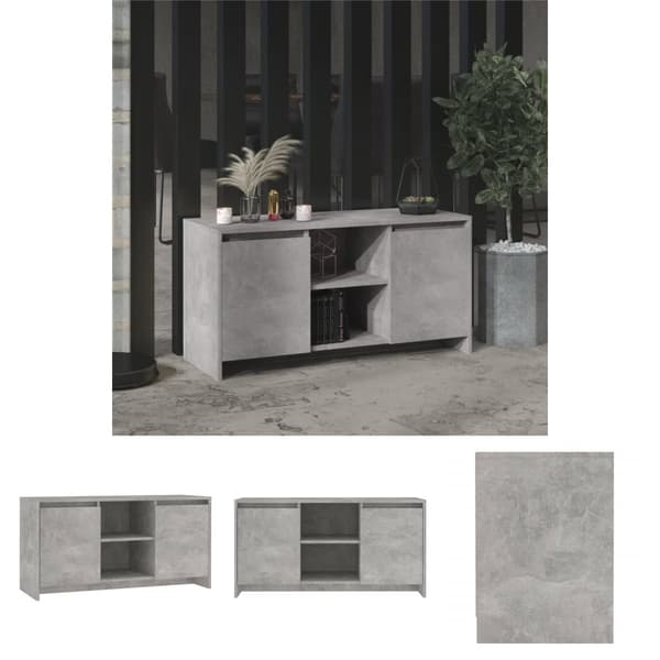 The Living Store TV-bänk betonggrå 102x37,5x52,5 cm spånskiva -  TV-bänkar