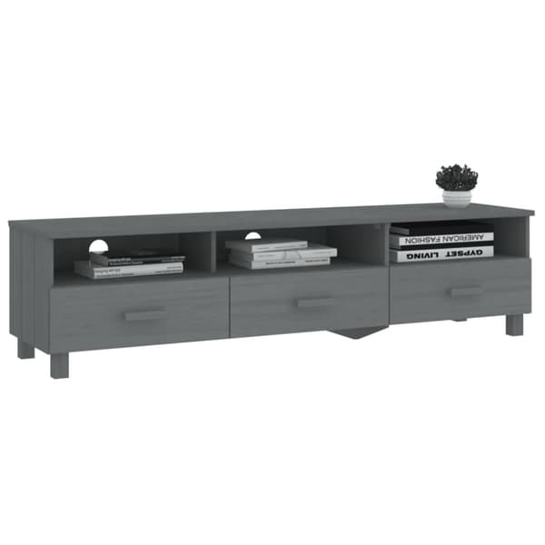 The Living Store tv-skab HAMAR 158x40x40 cm massivt fyrretræ mørkegrå -  TV-møbler